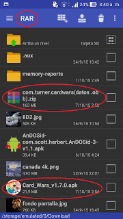 app "Rar para android" el archivo .obb