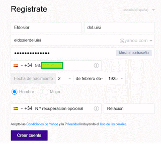 Crear y verificar cuentas yahoo sin poner el número de teléfono